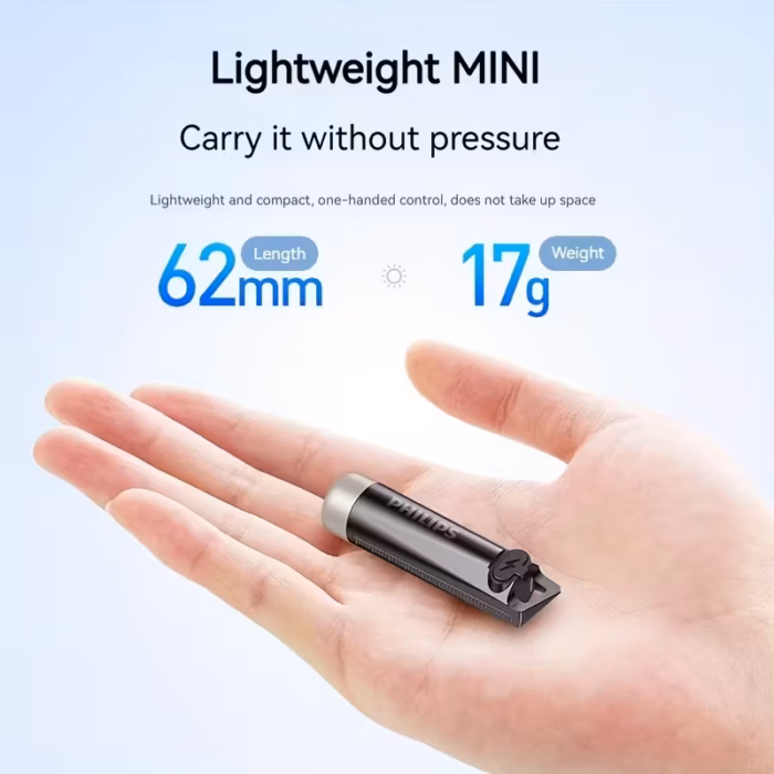 PHILIPS Bright light mini flashlight Portable pendable keychain purple light flashlight Tpye-C charging night commute travel essential